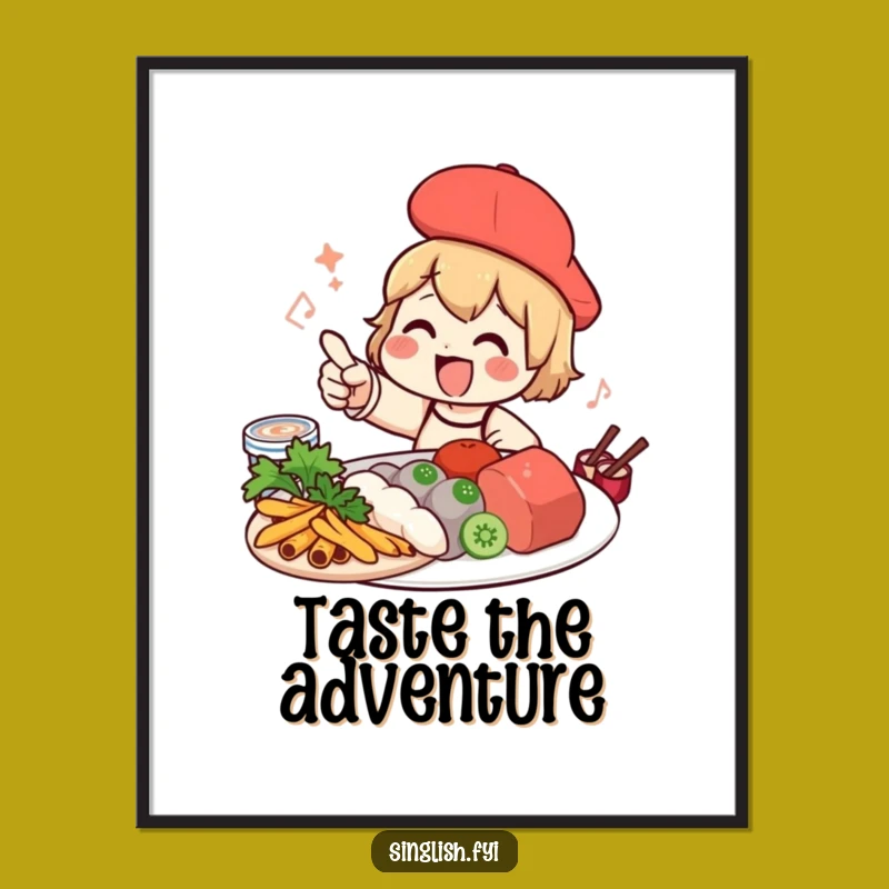 Funny Foodie Character Poster - Exciting Food Art Print - Excellent Funny Gift for Kitchens