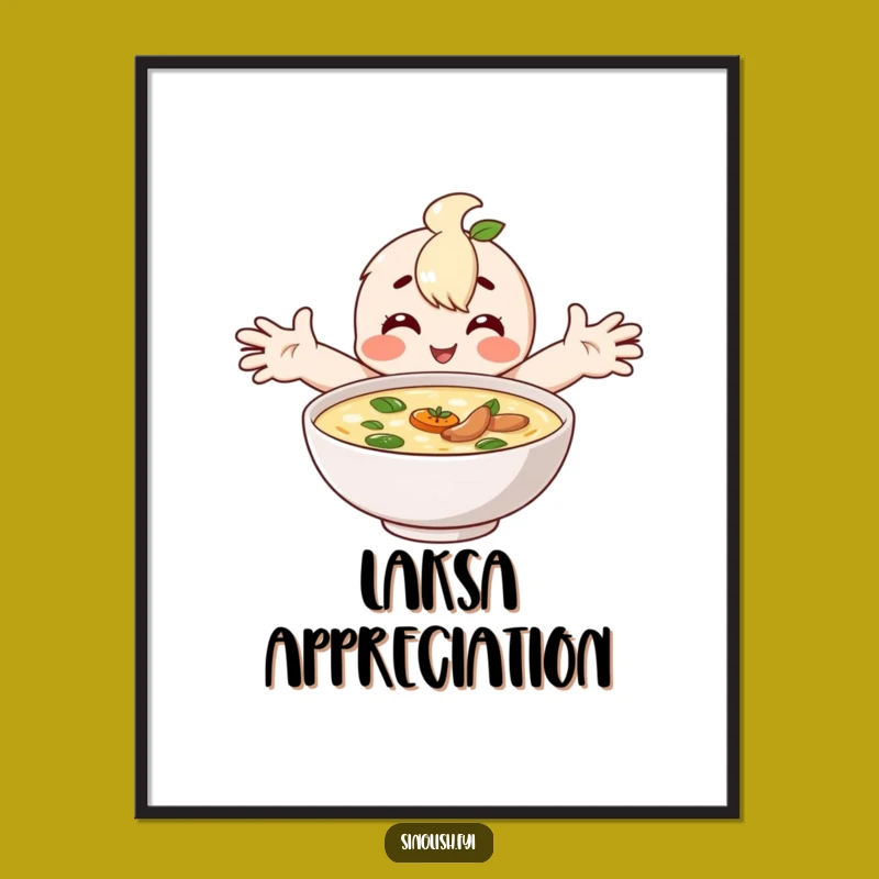 Funny Happy Laksa Poster - Comforting Embrace Art for Perfect Gift