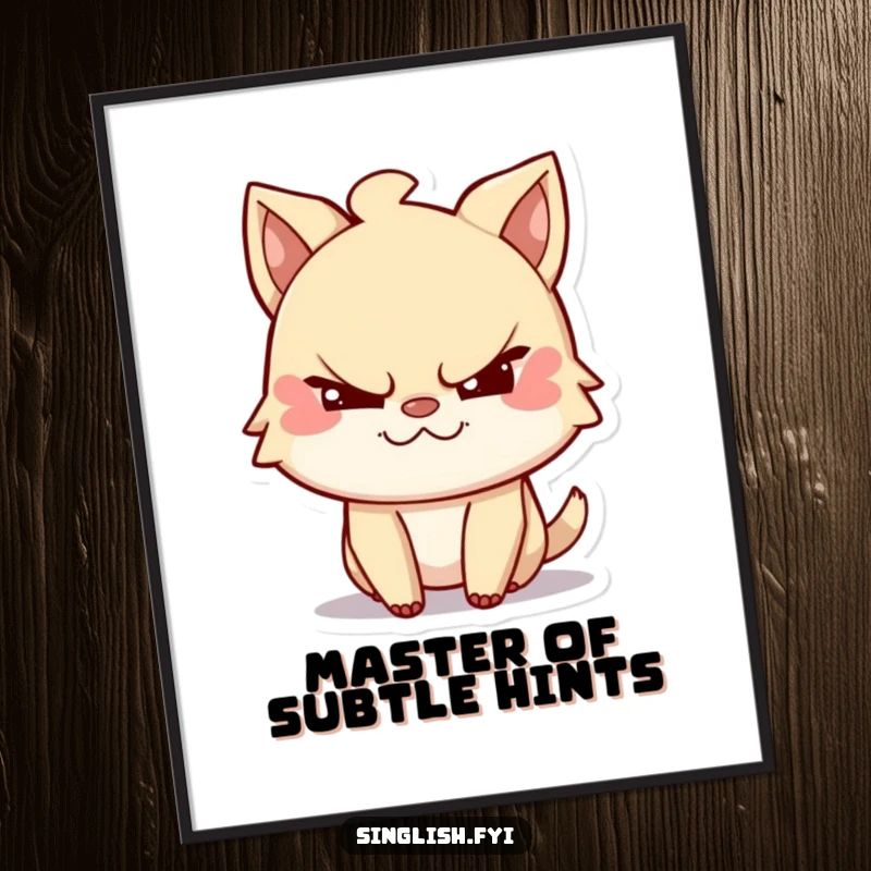 Funny poster of a mischievous character with a sly grin, giving a playful wink. Ideal humorous wall decor for adding personality.