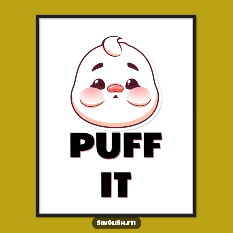 Funny Puffed Cheeks Poster: Bring Exaggerated Humor to Your Walls!