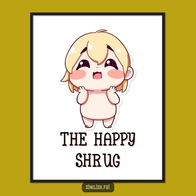 Funny Shrugging Character Poster - Confused Happy Art, Hilarious Funny Gift Idea!