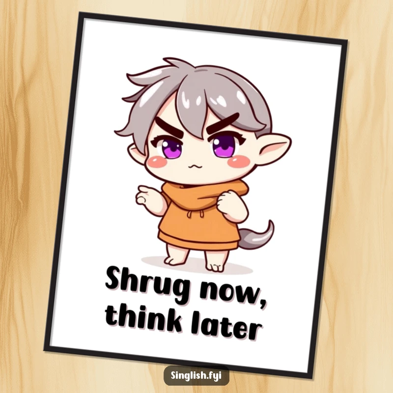 Funny Poster: A character shrugs with a raised eyebrow, creating a humorous and relatable piece of wall art.