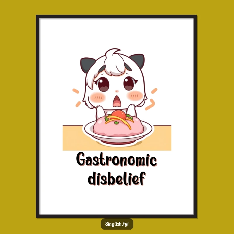 Funny Surprised Foodie Poster, Gasping Dish Wall Art, Quirky Gift