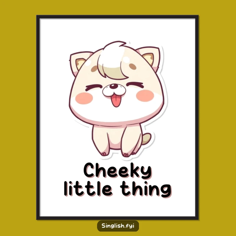 Funny Tongue Out Wink Poster: Playful Character Cheeky Wall Art Gift