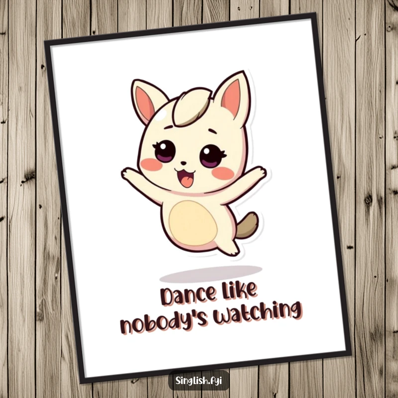 Funny Poster: A character joyfully wiggles its body, full of dynamic energy. Great wall art gift.