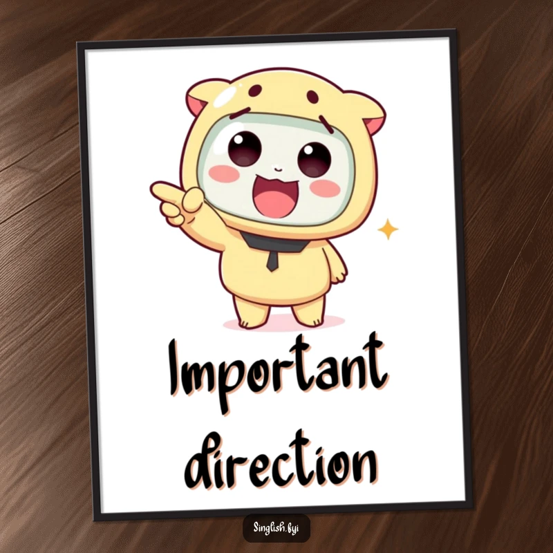 Funny poster featuring a cute character pointing with great excitement, ideal for adding a humorous and engaging focal point to any room.