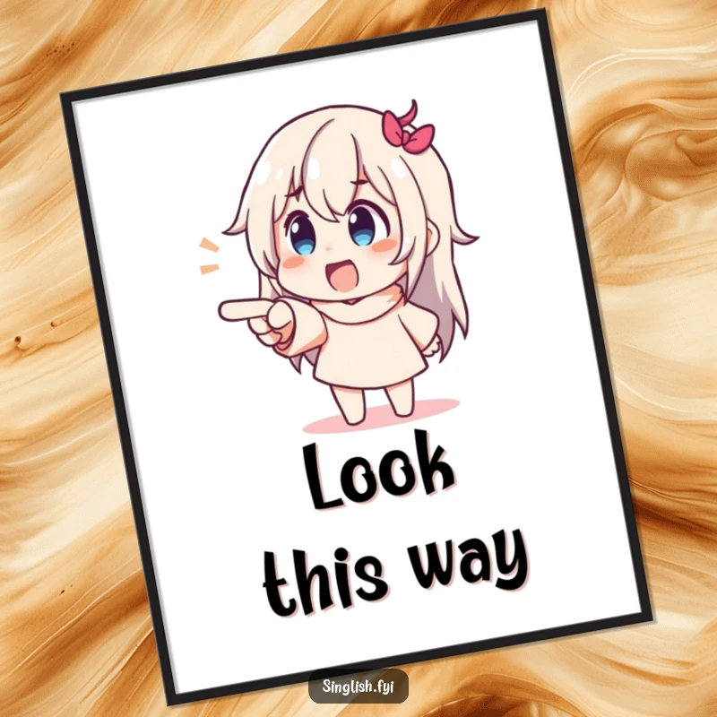 Funny Pointing Character Poster depicting a character exaggeratedly pointing with pure delight, emphasizing the joy of unseen discoveries.