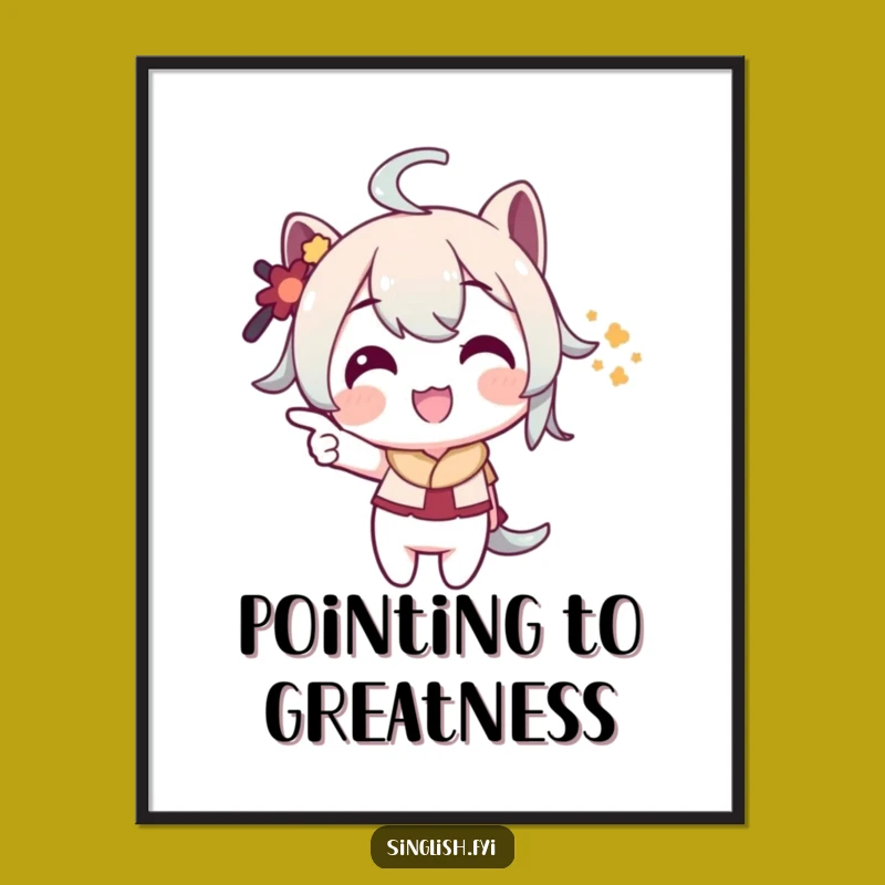 Funny Pointing Poster: Playful Grin Character Art, Wonderful Witty Gift!