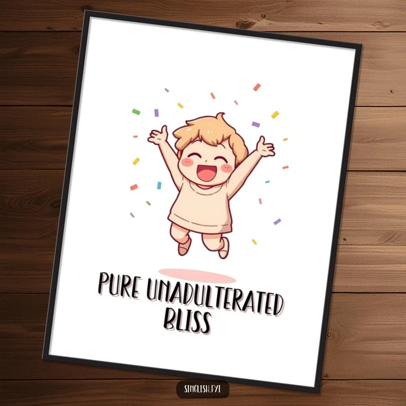 Funny Celebration Poster: A character jumps with glee, throwing confetti, creating a dynamic and funny piece of party art.
