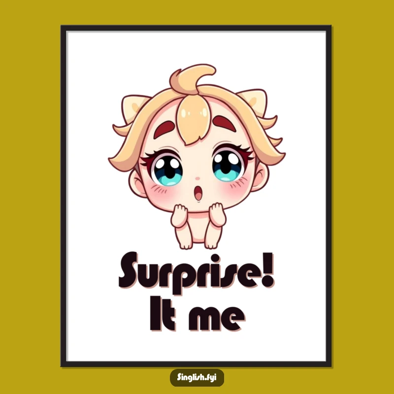 Funny Poster: Wide-Eyed Character - A Hilarious Surprise Wall Art Gift
