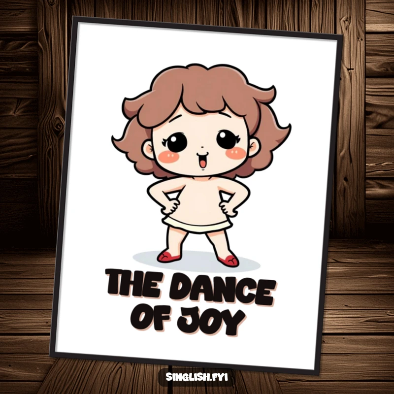 Funny Dancing Character Poster featuring a cute character performing a silly dance with hands on hips, celebrating movement and joy.
