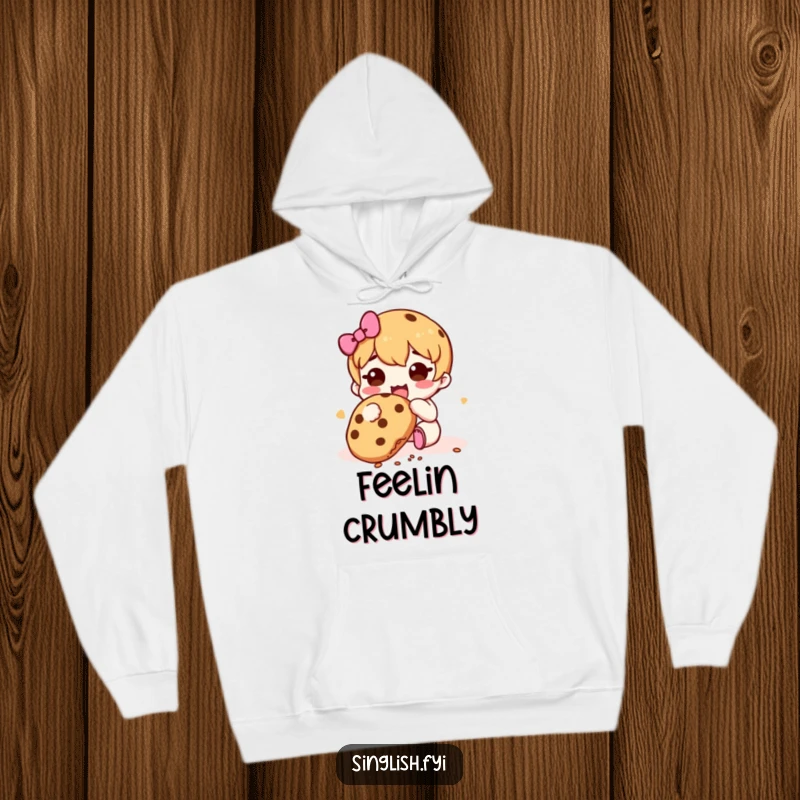 Funny Cookie Muncher Hoodie: A comfortable hoodie featuring a character happily munching on a cookie with falling crumbs, perfect for cozy treat time.