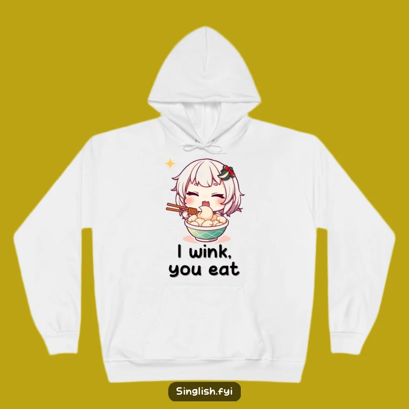 Cozy Funny Mee Goreng Wink Hoodie: Playful Character, Warm and Humorous Gift