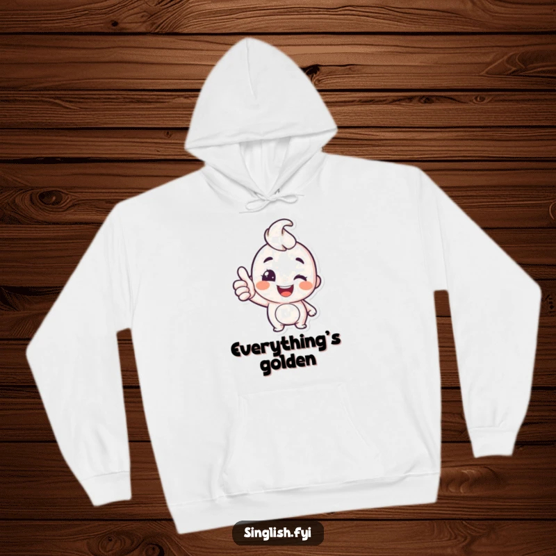 Funny Thumbs Up Hoodie: A happy character offers a thumbs up and a wink, a cozy and funny symbol of good spirits.