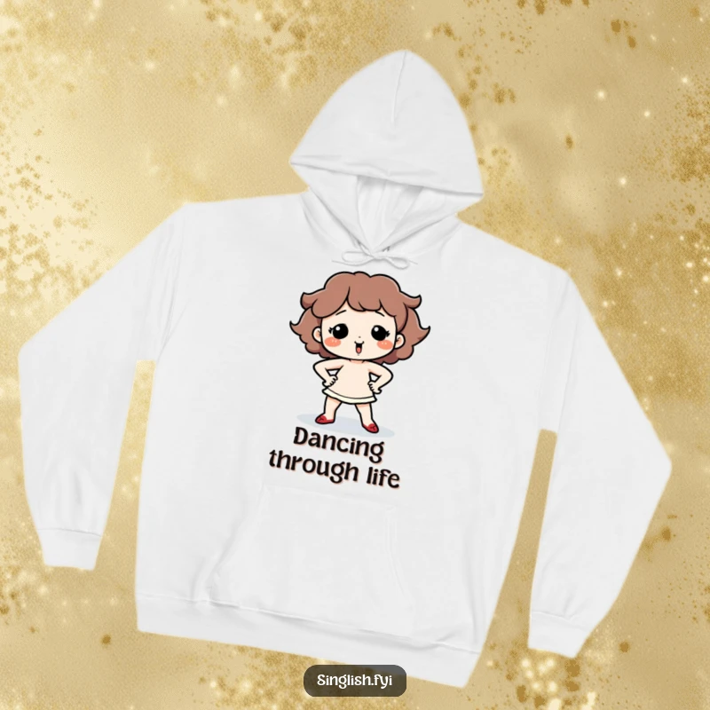Funny Dancing Character Hoodie with a cute character performing a silly dance with hands on hips, embodying playful warmth and style.