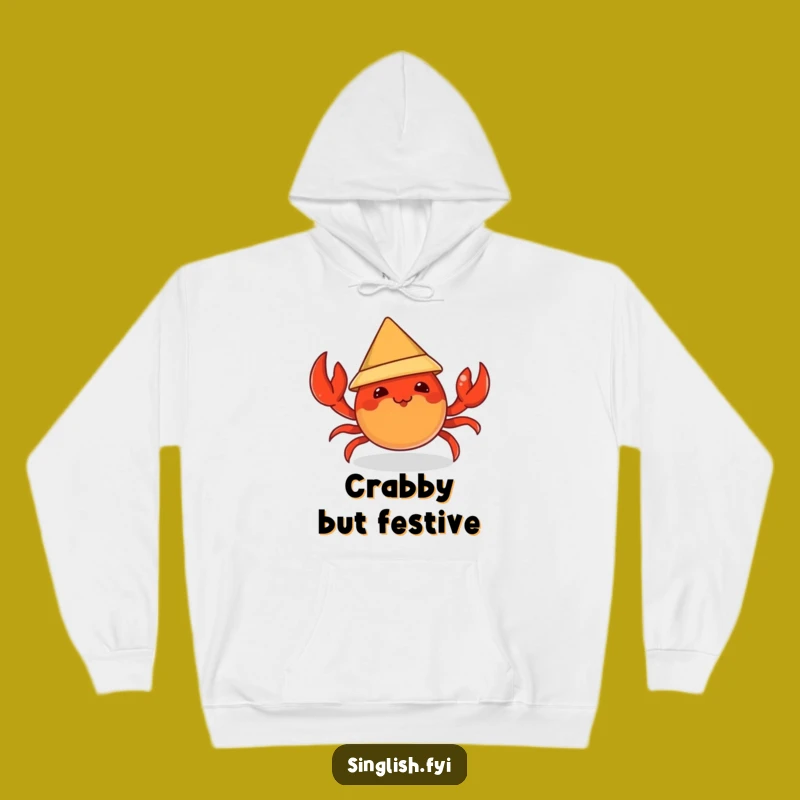 Funny Chili Crab Hoodie - Cozy Mischievous Hat Wearer Sweatshirt, Fun Gift