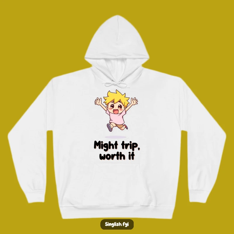Funny Flailing Character Hoodie - Cozy Up with Exaggerated Joy