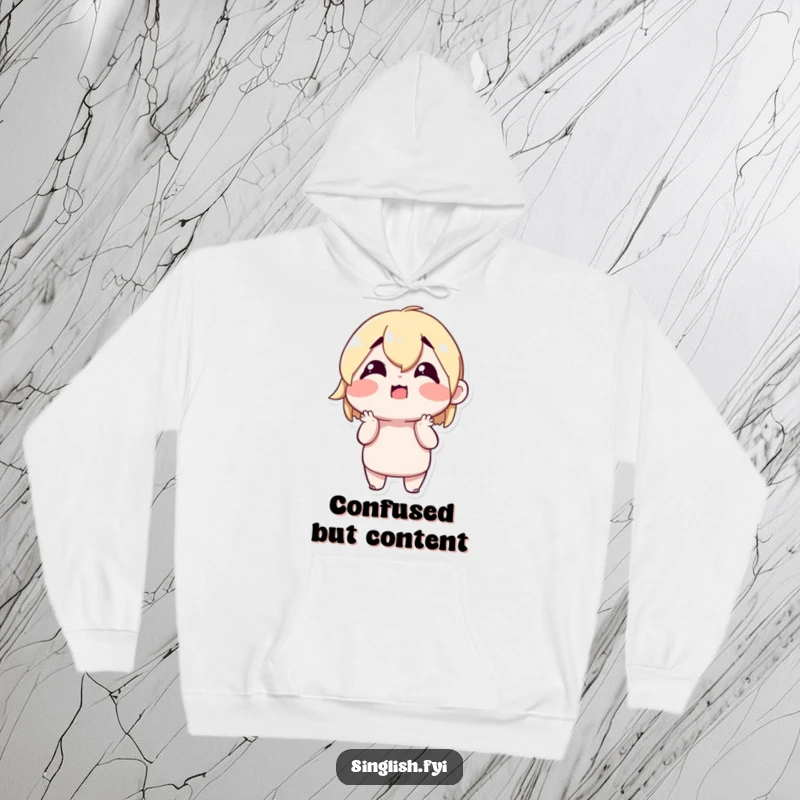 Funny Shrugging Character Hoodie with a cute character shrugging with a confused but happy expression, offering warm and humorous comfort.