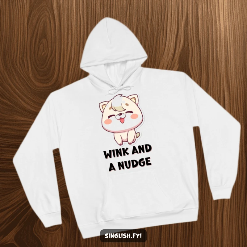 Funny Tongue Out Wink Hoodie showing a character sticking its tongue out and winking, a warm and humorous apparel.
