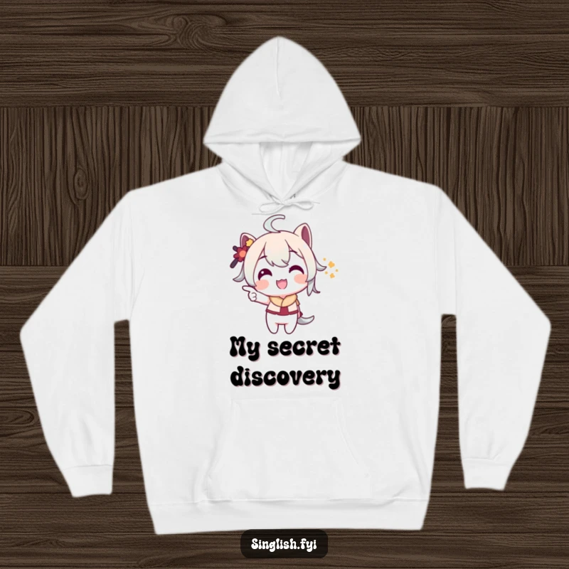 Funny Pointing Hoodie: A character playfully points with a grin, offering a cozy and funny mystery.