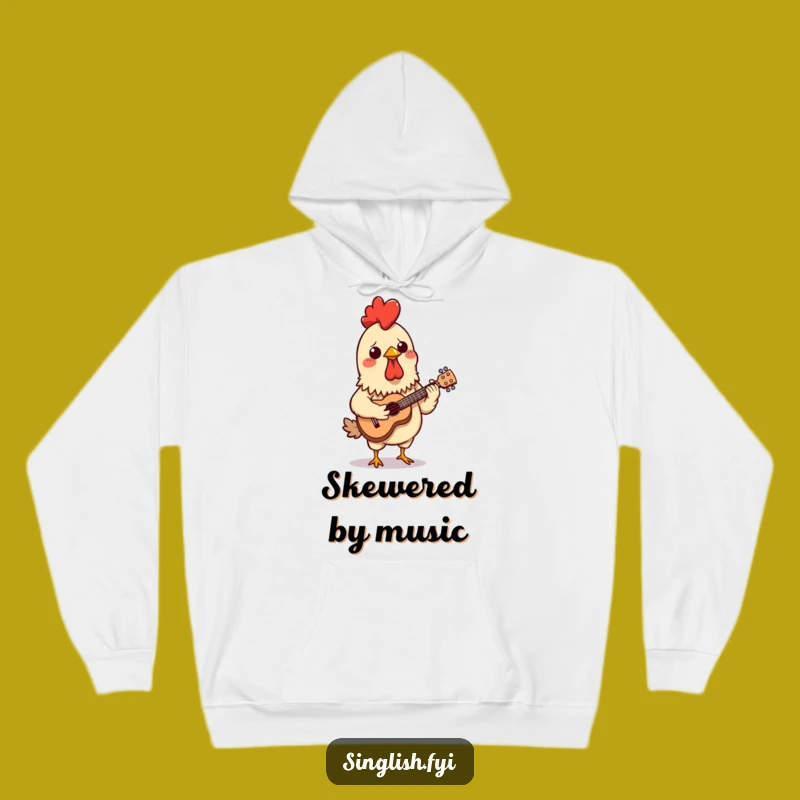 Funny Chicken Skewer Hoodie - Cozy Confused Ukulele Player Sweatshirt, Fun Gift