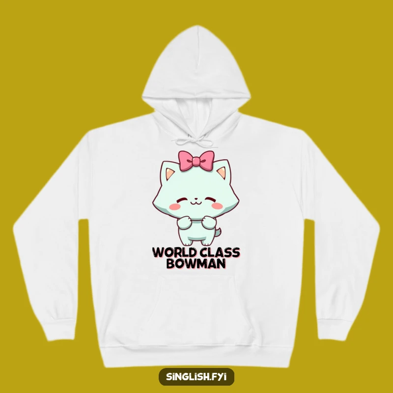 Funny Mock Bow Hoodie: Cozy Cheeky Grin Character - Ultimate Humorous Gift