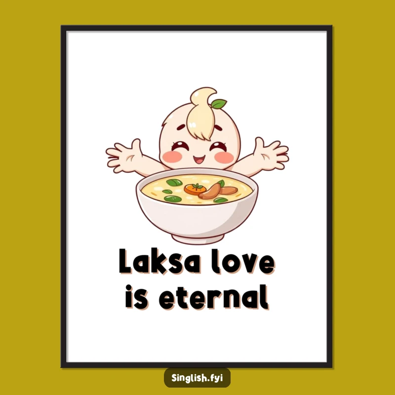 Free Printable Laksa Wall Art: Happy Hugging Downloadable Foodie Decor