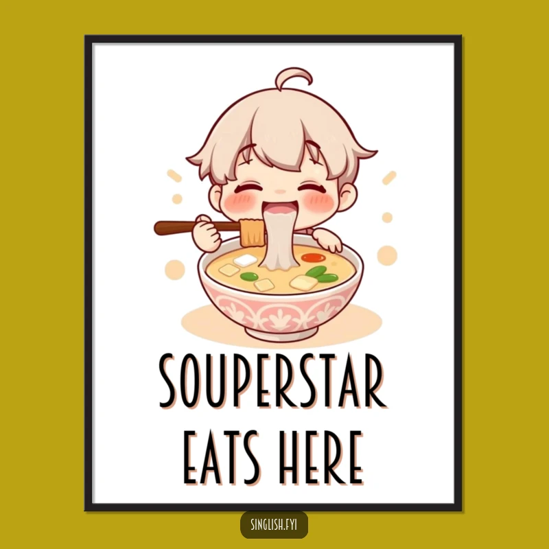 Free Printable Lontong Soup Art: Funny Slurp Poster for Your Kitchen Downloadable Decor