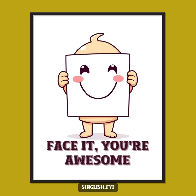 Free Printable Smiley Face Wall Art: Funny Character with sign downloadable gift