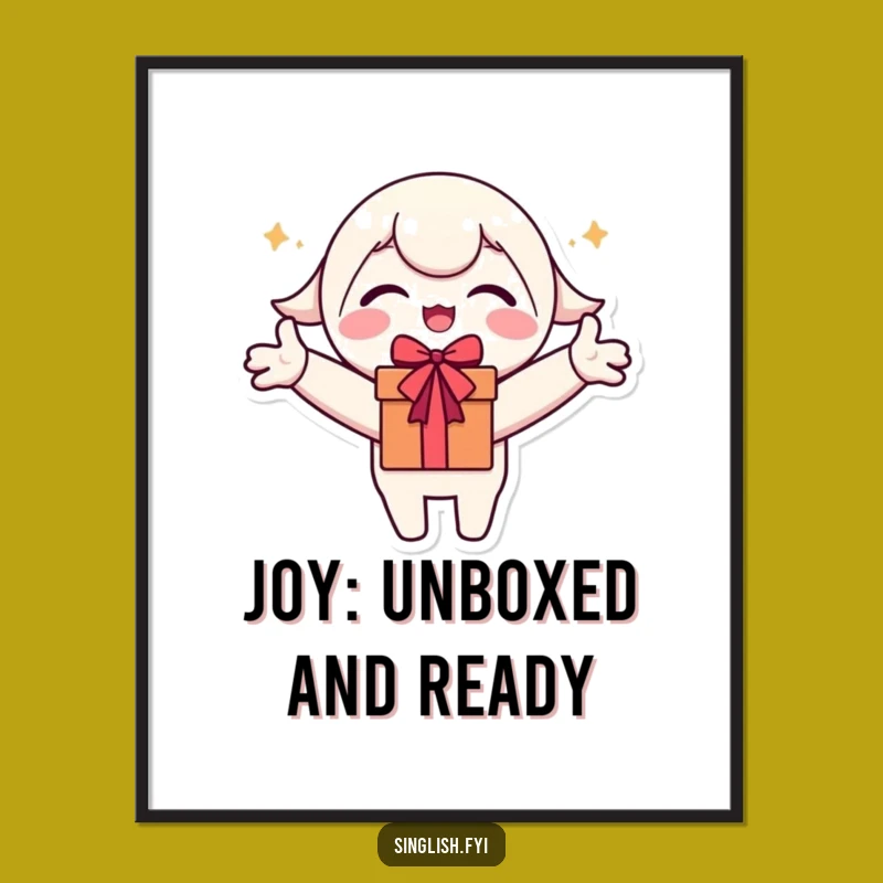 Free Printable Wall Art: Excited Character Gift Hug Funny Downloadable Decor