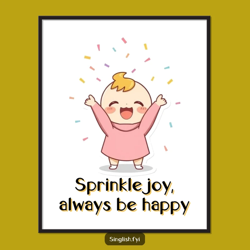 Free Printable Wall Art: Funny Confetti Character, Joyful Toss, Downloadable Decor