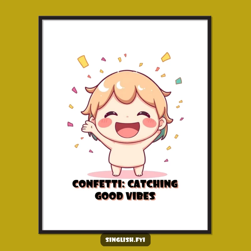 Free Printable Wall Art: Joyful Confetti Character, Fun Downloadable Art for a Festive Atmosphere