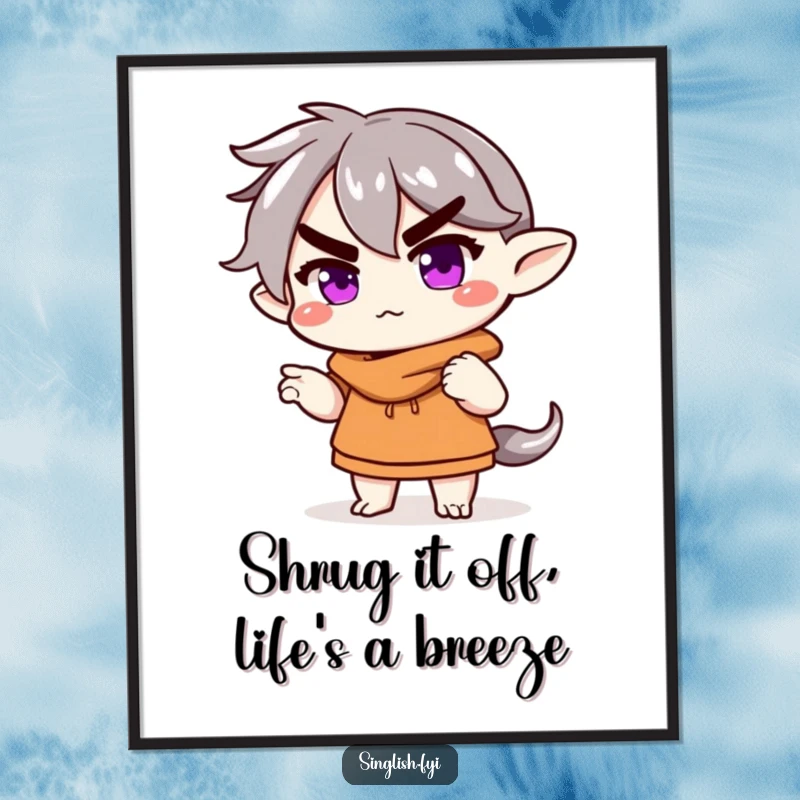 Funny Free Printable Wall Art: A character shrugging with a raised eyebrow, adding a touch of nonchalant humor to your decor.