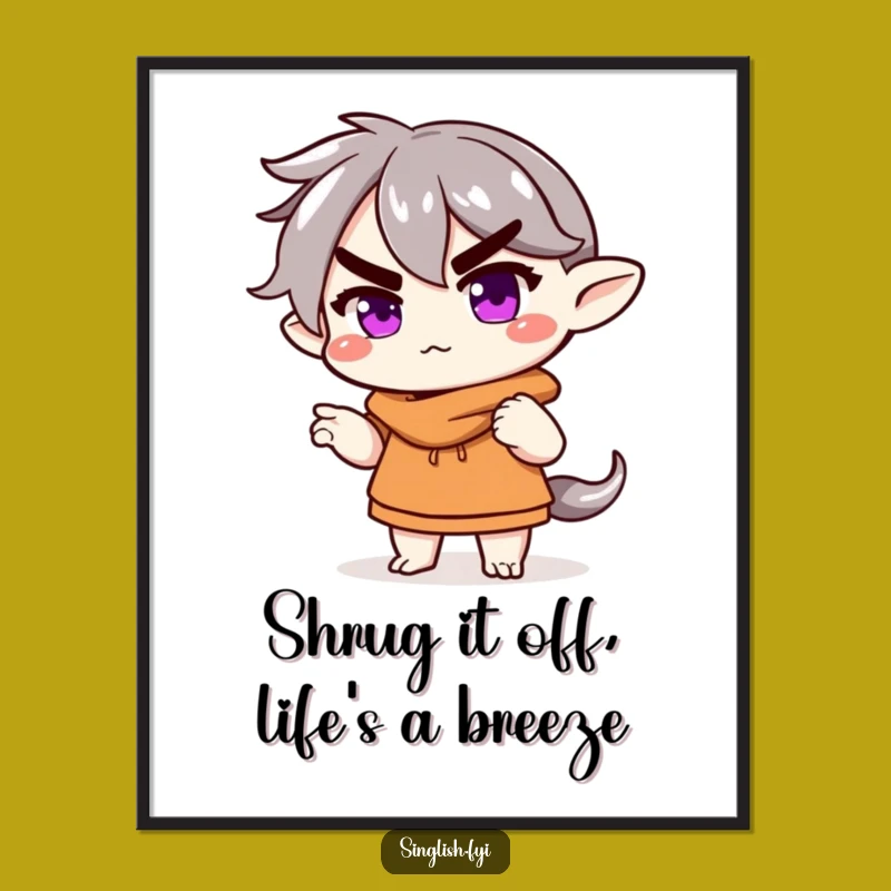 Free Printable Wall Art: Shrugging Eyebrow Character for Quirky Home Decor