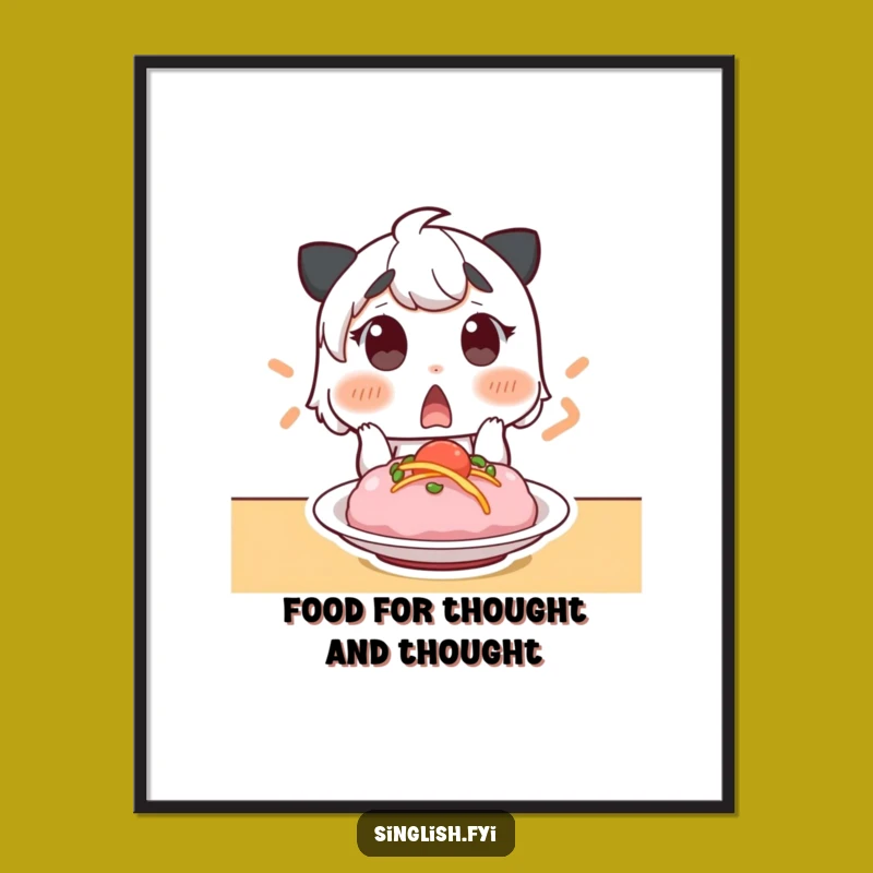 Free Printable Wall Art: Surprised Foodie Character, Funny Downloadable Art for Kitchen or Dining Area