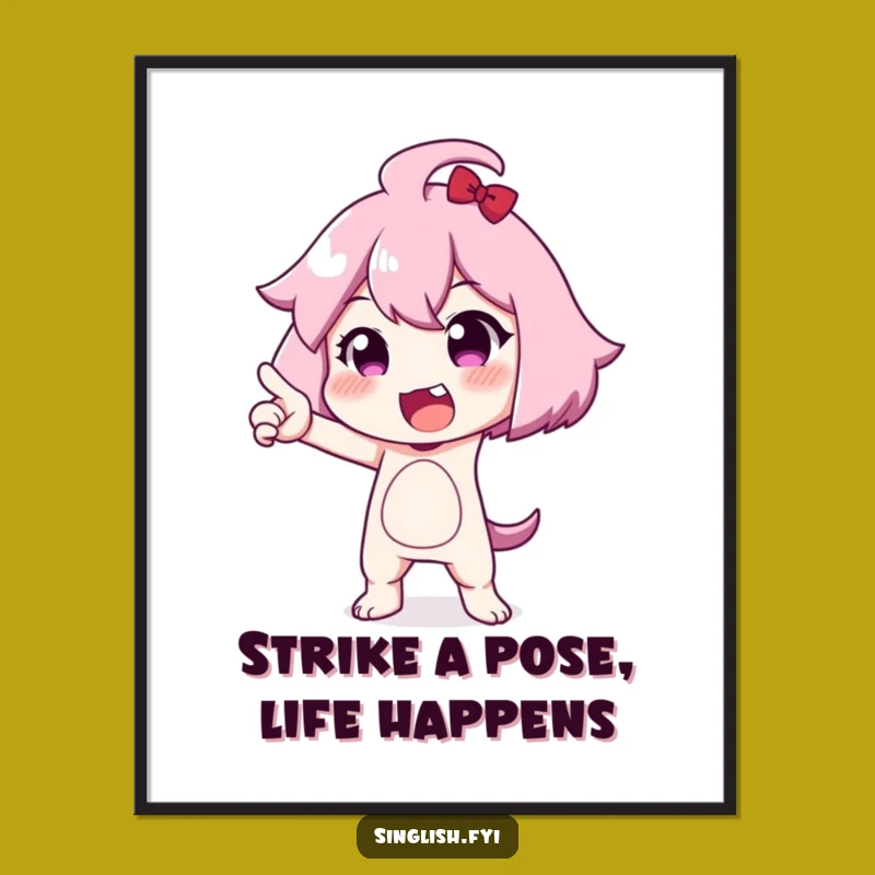 Funny Free Printable Wall Art: Exaggerated Pose Character, Comical Downloadable Decor, Print at Home