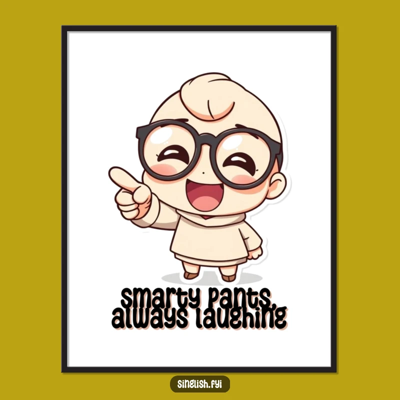 Funny Free Printable Wall Art: Laughing Character with Glasses, Quirky Downloadable Decor