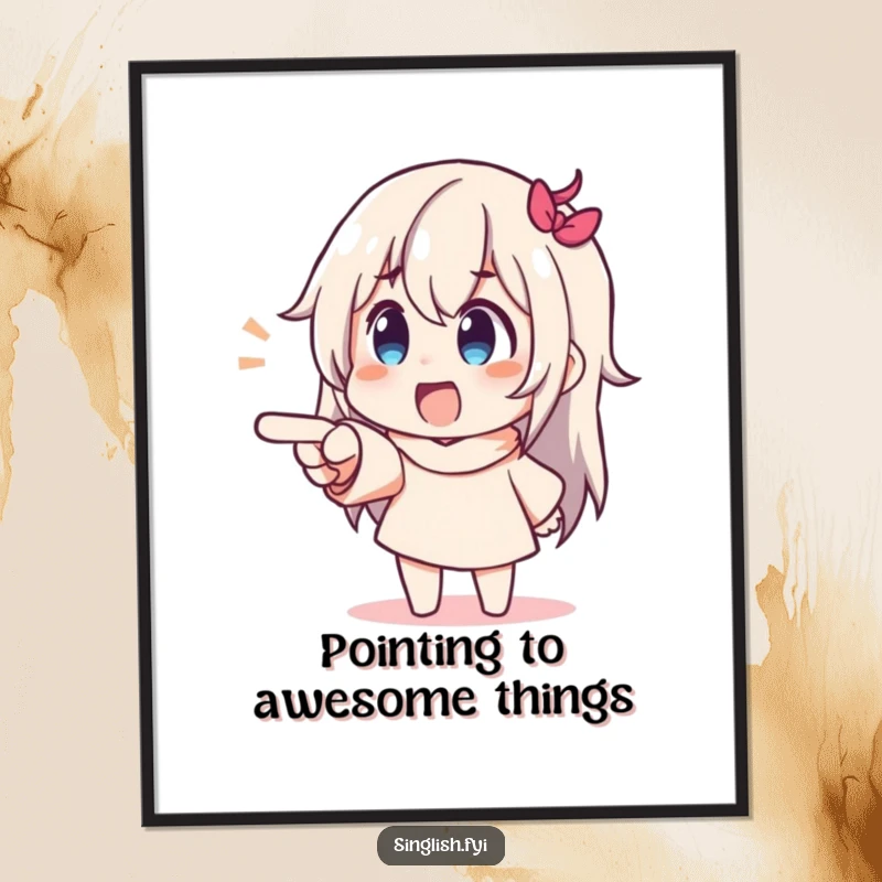 Funny Free Printable Wall Art: A character with an exaggerated pointing gesture and a face full of pure, unadulterated delight.