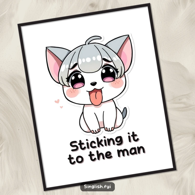 Funny Free Printable Wall Art: Character sticking its tongue out in a mischievous and humorous pose, adding quirky personality to walls.