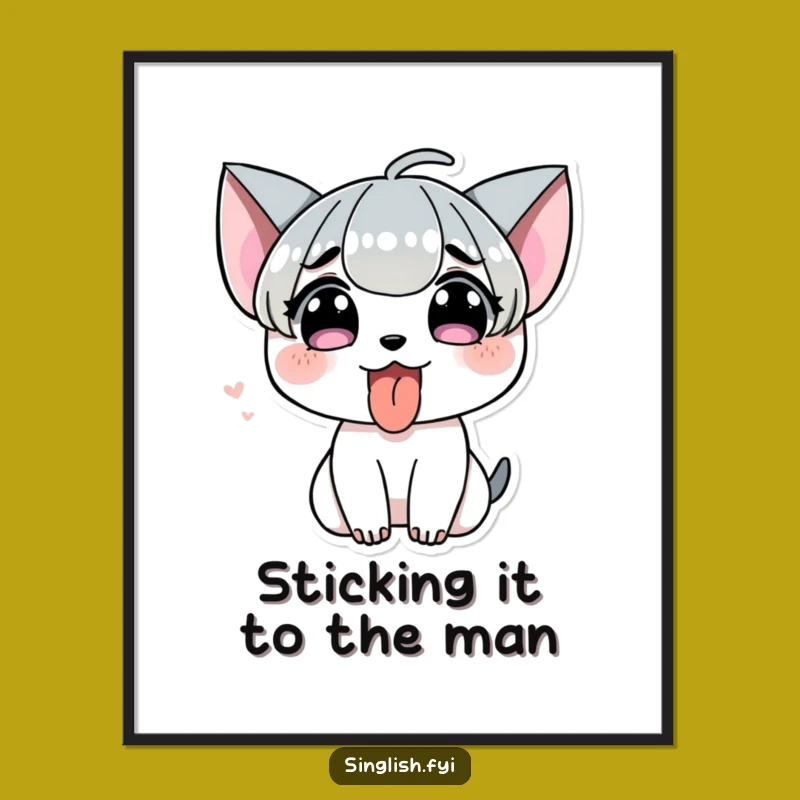 Funny Free Printable Wall Art: Tongue Out Character, Downloadable Quirky Decor