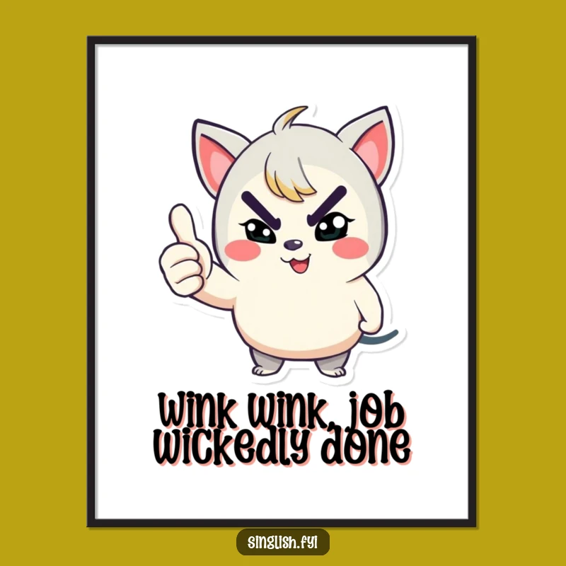 Funny Free Printable Wall Art: Winking Character, Thumbs Up, Quirky Downloadable Decor