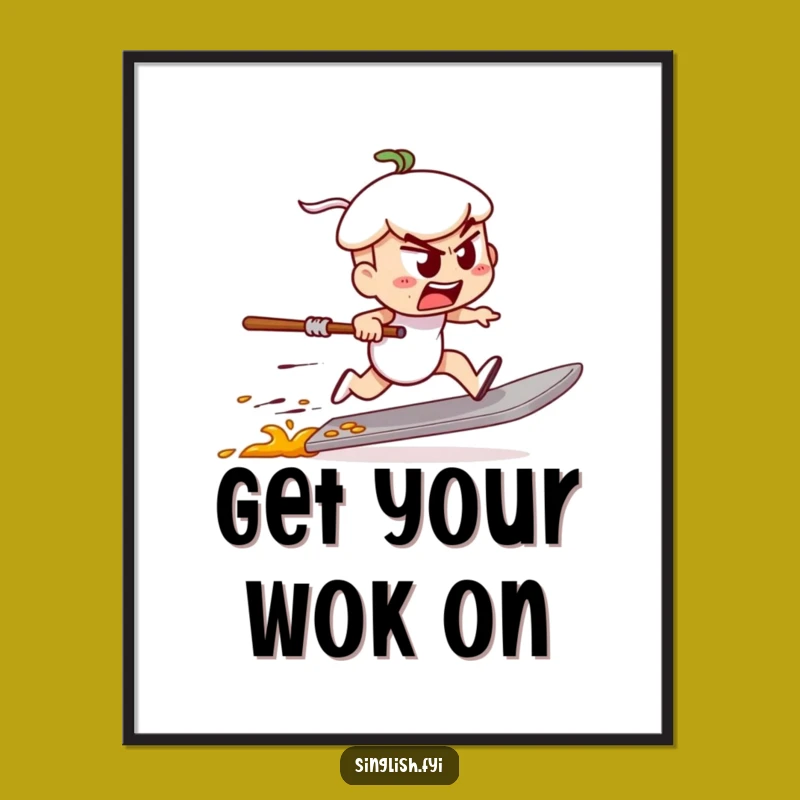 Free Printable Funny Char Kway Teow Wall Art: Spatula Race Decor