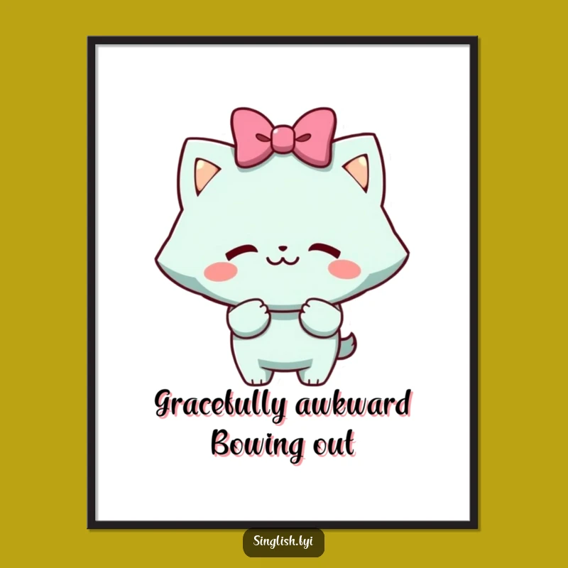Funny Free Printable Wall Art: Cheeky Bow Character, Humorous Downloadable Art