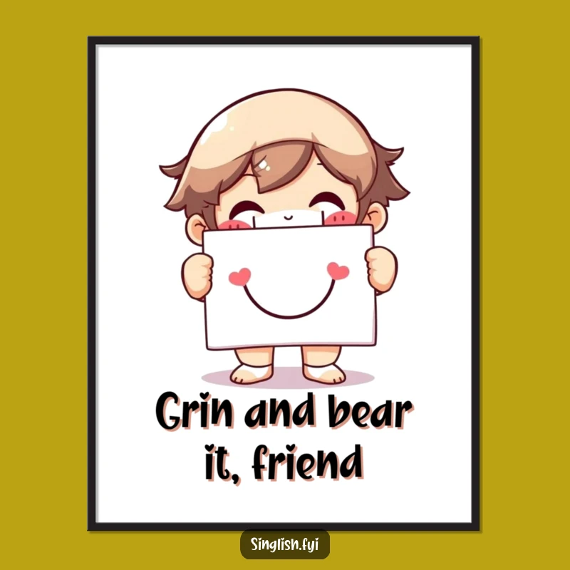 Funny Free Printable Wall Art: Grinning Smiley Face Character, Cheerful Downloadable Decor