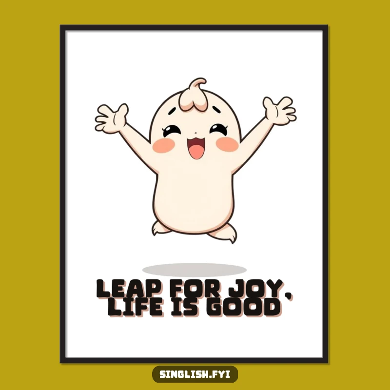 Happy Hopping Joyful Character Free Printable Wall Art Decor