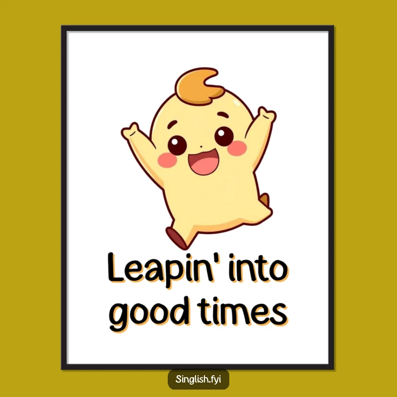 Funny Jump Art: Free Printable Wall Decor - Happy Character Design!