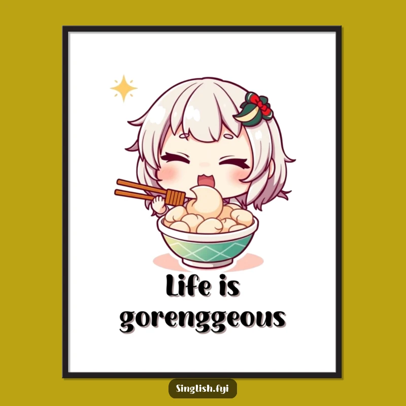 Free Printable Mee Goreng Art: Funny Winking Poster for Your Kitchen Downloadable Decor