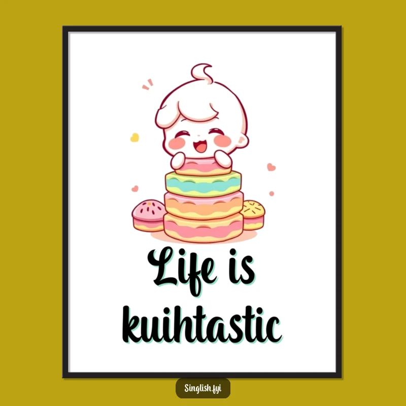 Free Printable Kuih Art: Giggling Balance Poster for Your Kitchen Downloadable Decor