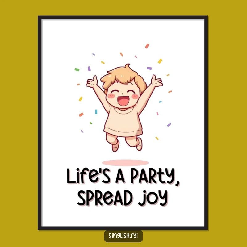 Free Printable Wall Art: Joyful Confetti Jump - Funny Downloadable Art Gift