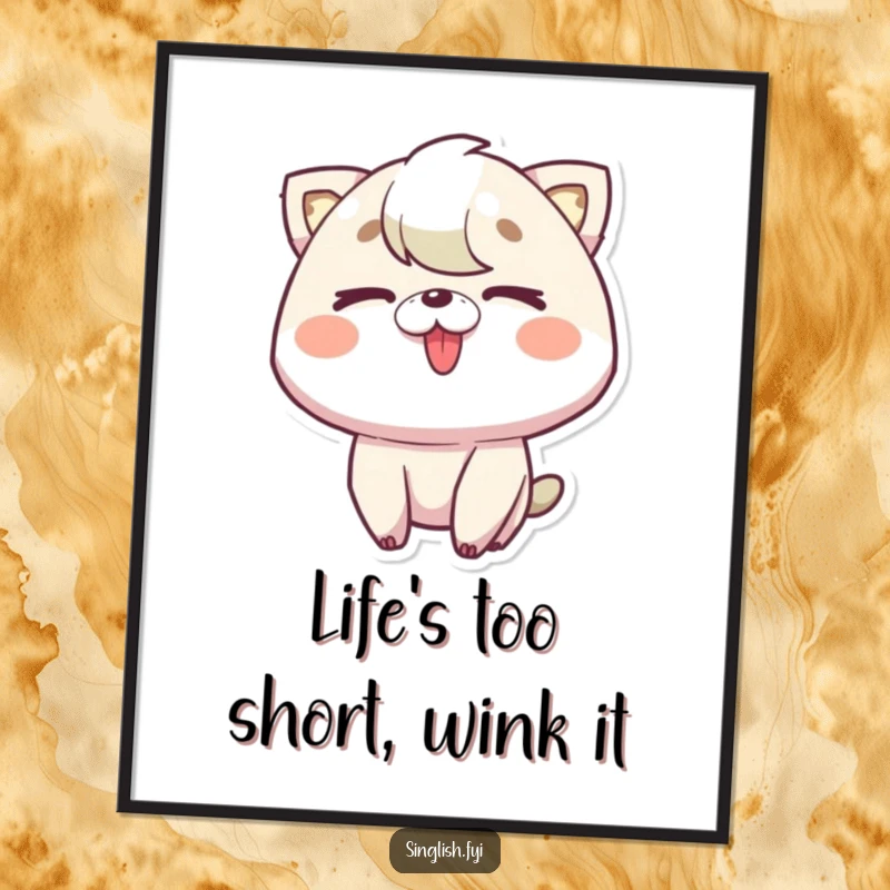 Funny Free Printable Wall Art: Character playfully sticking tongue out with a wink, bringing a mischievous vibe.